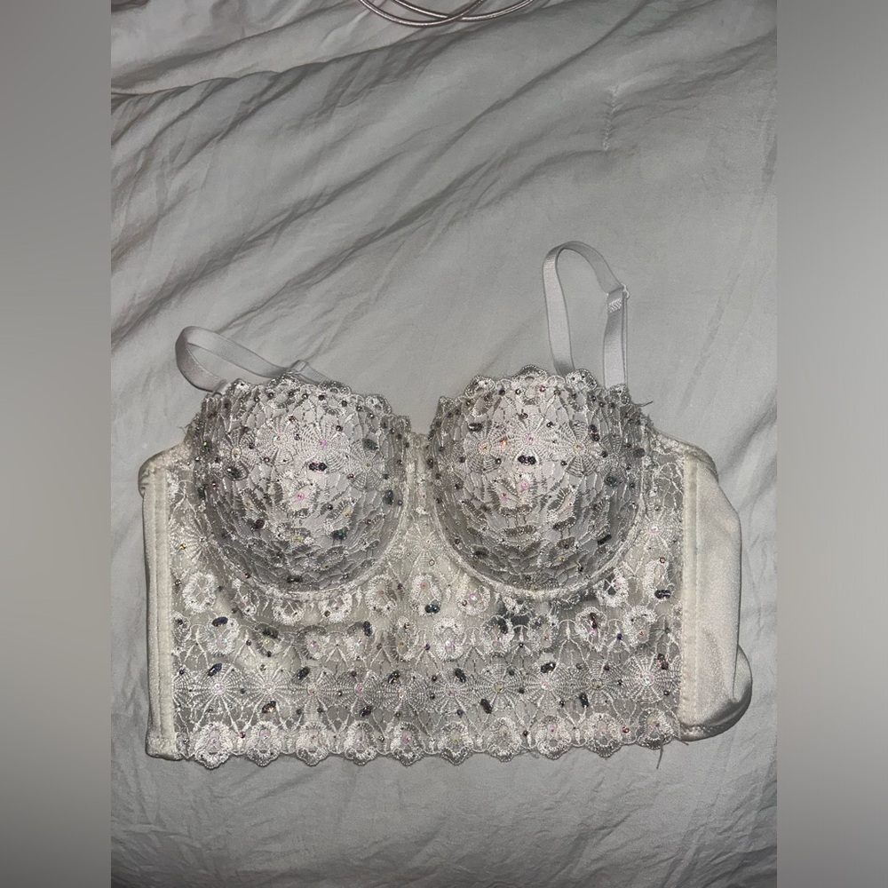 White Bedazzled Corset Top.